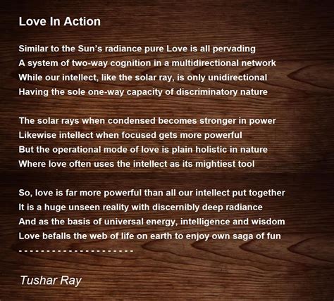 Love In Action - Love In Action Poem by Tushar Ray