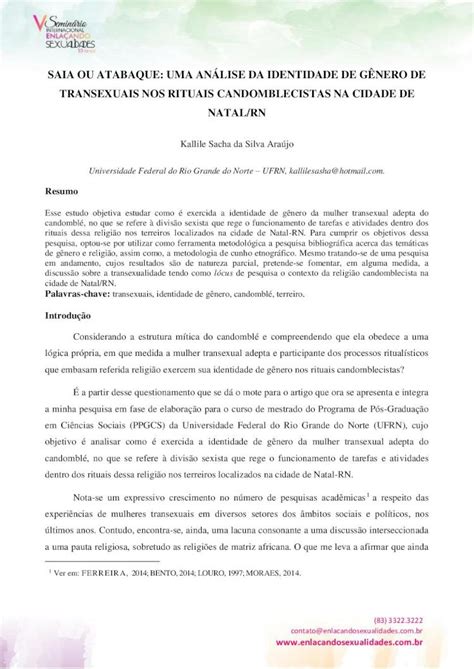 Pdf Saia Ou Atabaque Uma An Lise Da Identidade De Resumo Esse