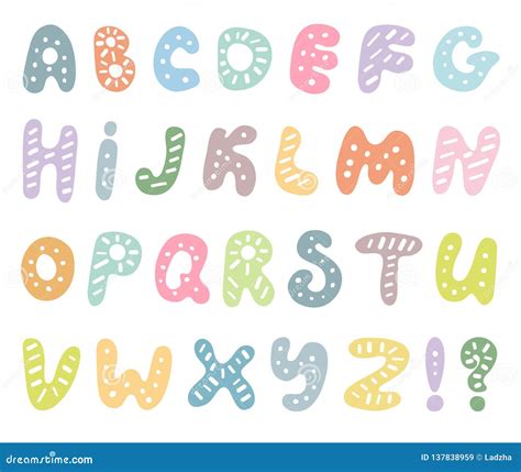 Cute Doodle Alphabet Funny Rounds Letters Stock Vector Illustration