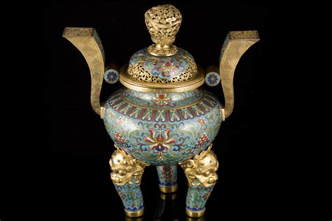 A Qianlong Tripod Gilt Bronze And Cloisonn Enamel Censer