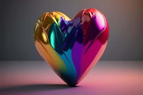 Corazón multicolor en un diseño de arcoíris degradado Foto Premium