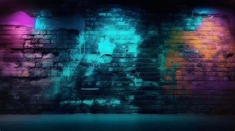 Premium Photo | Neon light art plastered black wall texture background