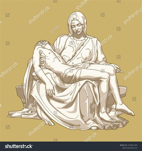 Statue Sculpture Pieta Michelangelo Colored Vector Stock Vector (Royalty Free) 2134611329 ...