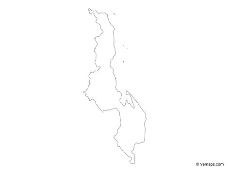 Outline Map of Malawi | Free Vector Maps