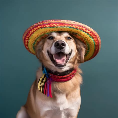 Adorable Perro Con Sombrero Mexicano Moda Cinco De Mayo Foto Premium