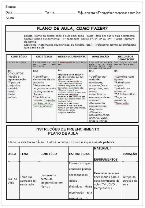 Plano De Aula Para O Maternal Librain