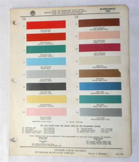 1962 Oldsmobile Color Chart