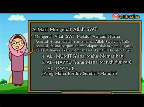 PAI SD Kelas 5 Pelajaran Ke Pertemuan Ke 1 Mengenal Nama Allah Dan