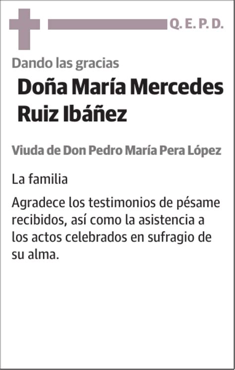 María Mercedes Ruiz Ibáñez Esquela Necrológica El Correo