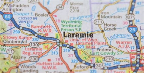 Map Image of Laramie Wyoming Stock Image - Image of highways, cartography: 303527787