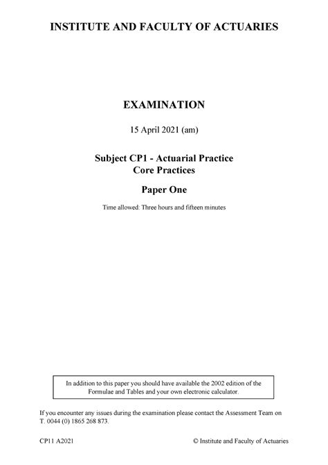 Cp11 121 Exam This Is For Iand F Cp1 Paper 1 202104 Examiners Report Cp11 A2021 © Institute