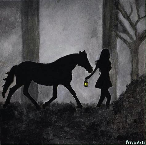 Girl and horse shadow Painting by Priya Arts - Fine Art America