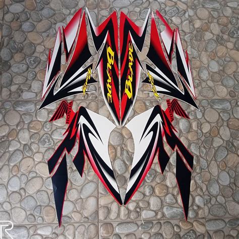 Jual Stiker Striping Motor Honda Blade Racing Merah Putih Shopee