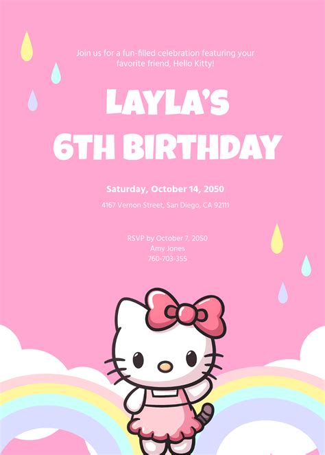 Free Hello Kitty Invitation Template Edit Online And Download