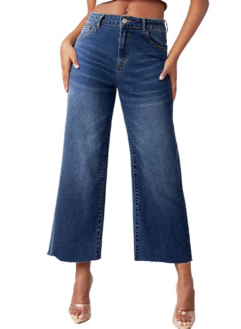 Dokotoo Womens Wide Leg Jeans High Waisted Stretchy Baggy Casual Denim