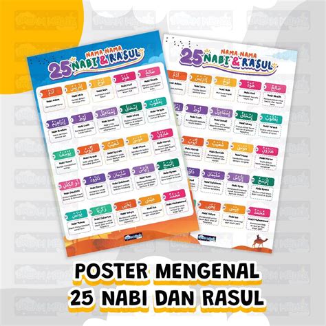 Jual Poster Mengenal Nama 25 Nabi Dan Rasul Ukuran A3 Shopee Indonesia