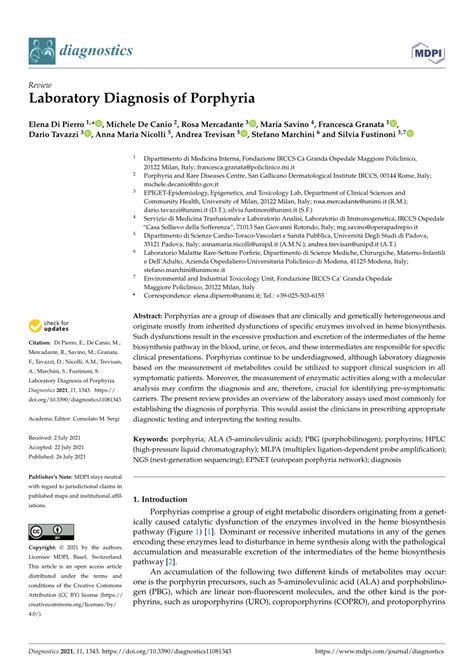 (PDF) Laboratory Diagnosis of Porphyria