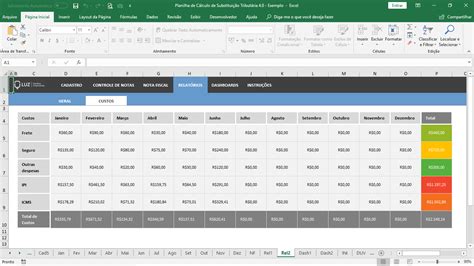 Planilha De C Lculo De Substitui O Tribut Ria Em Excel Planilhas