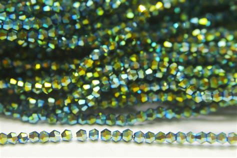 2mm Metallic Bluegrass Crystal Bicones Bead Spider