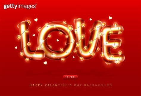 Happy Valentines Day Poster With 3d Chromic Letters And Electirc Lamps