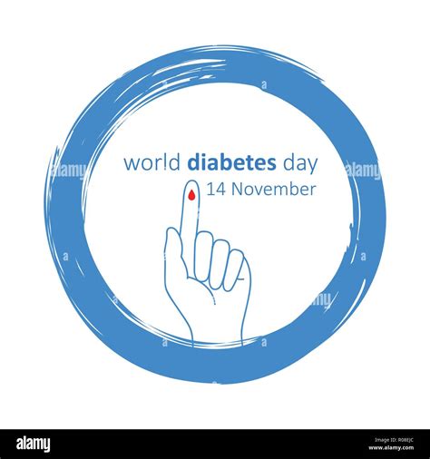 Blue Circle And Finger With Blood Drop World Diabetes Day 14 November