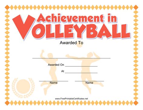 Free Printable Volleyball Certificates