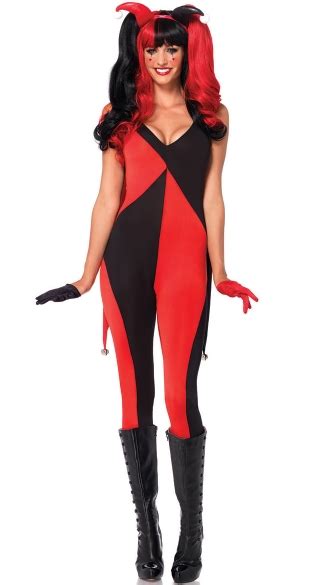 Sexy Jester Costume Red And Black Jester Costume Jingle Jester Costume