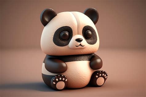 Um Panda De Desenho Animado Senta Se Sobre Um Fundo Marrom Foto Premium