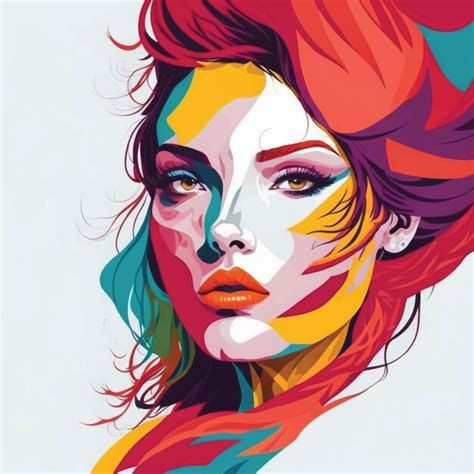 Rostro Femenino Colorido Hermoso Vector Vector Premium