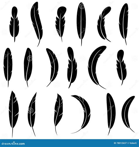 Feather Silhouette Collection Stock Vector Illustration Of Fluffy