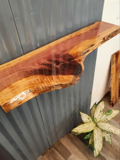 Live Edge Shelf Floating Solid Cedar L Rustic Live FREE 3 Choices Of