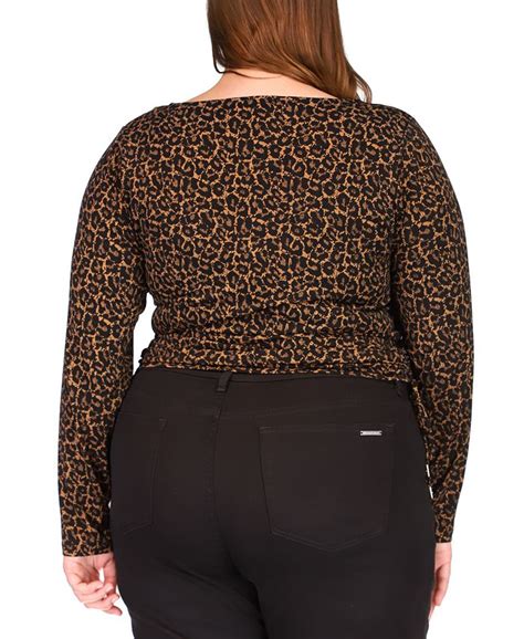 Michael Kors Plus Size Ruched Cheetah Print Top Macys