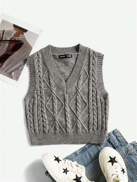 Shein Cable Knit Sweater Vest Shein Usa