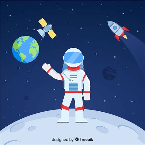 Personaje clásico de astronauta con diseño plano Vector Gratis