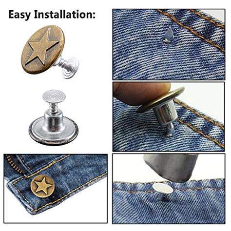 Yakamoz 80 Sets 17mm Metal Jeans Button Replacement Kit Fastener Tack