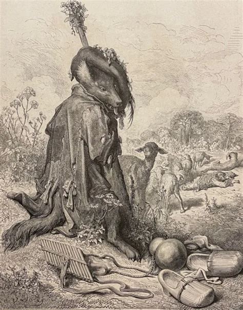 LE LOUP DEVENU berger Gustave Doré Xylographie Fable la Fontaine 1868