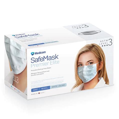 Medicom Safemask Premier Earloop Astm Level 3 White