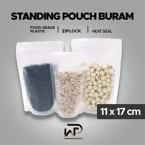 50 Pcs Standing Pouch Buram 11 X 17 Cm Matte Ziplock FROSTED