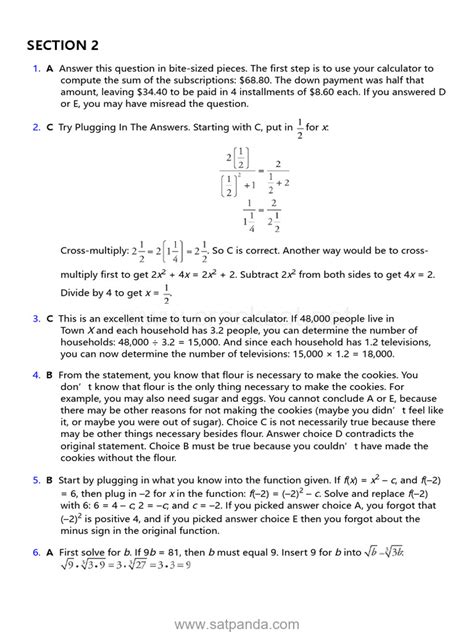 Sat Math Practice Test 1 Answers Pdf Area Circle