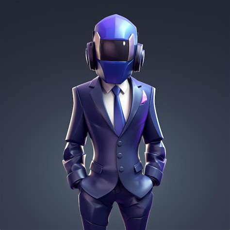 Premium Photo | Futuristic Fortnite Character In Blue Suit With High Detail