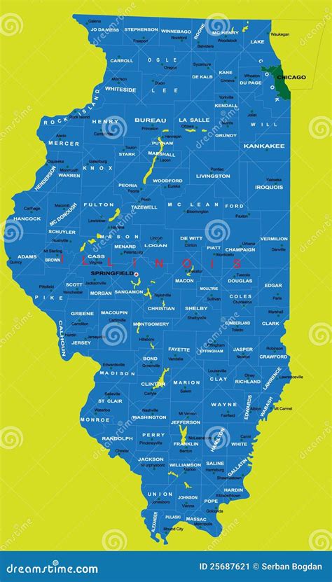 State Of Illinois Political Map Stock Vector Illustration Of State