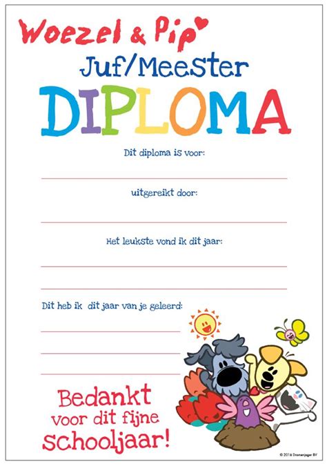 Diploma voor Juf Meesters Cadeautjes Bedankjes Knutselideeën