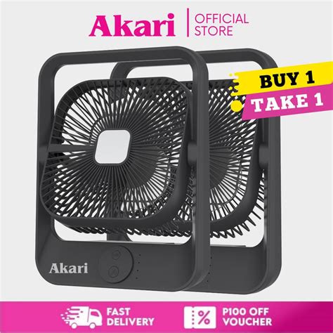 Akari Buy 1 Take 1 8 Rechargeable Box Fan W Led Arf 8058 Shopee