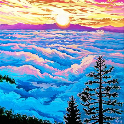 Mt Tam Sunrise 6x6 Framed Original Painting — Rachel Pohl Art