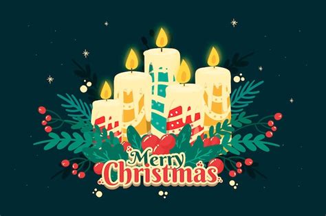 Premium Vector Flat Design Christmas Candle Background