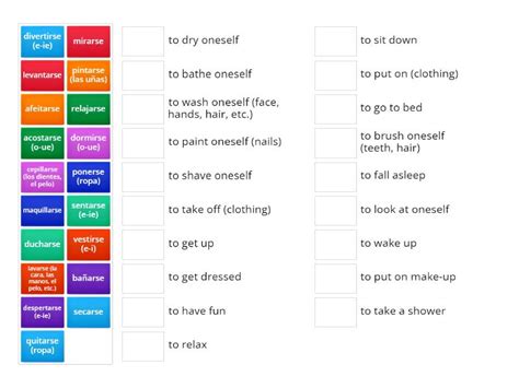 Verbos Reflexivos La Rutina Diaria Match Up