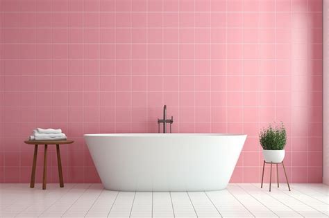 Premium Photo Pink Tile Wall Chequered Background In Bathroom