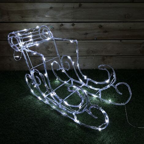 1M Acrylic Reindeer And Sleigh With 140 White Leds