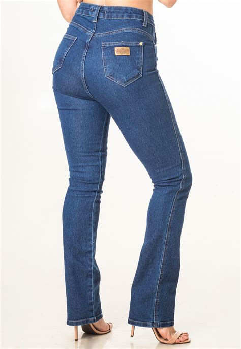 Cal A Jeans Feminina Boot Cut Country Elastano Cintura Alta