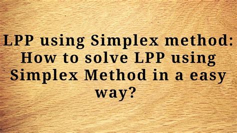 Simplex Method Of Solving Lpp Uses Mcq